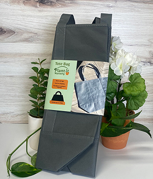 Tote bag surrounded by house plants